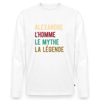 ALEXANDRE L'HOMME LE MYTHE LA LÉGENDE - T-shirt manches longues Premium bio Homme - blanc - Devant - Nico (187cm)
