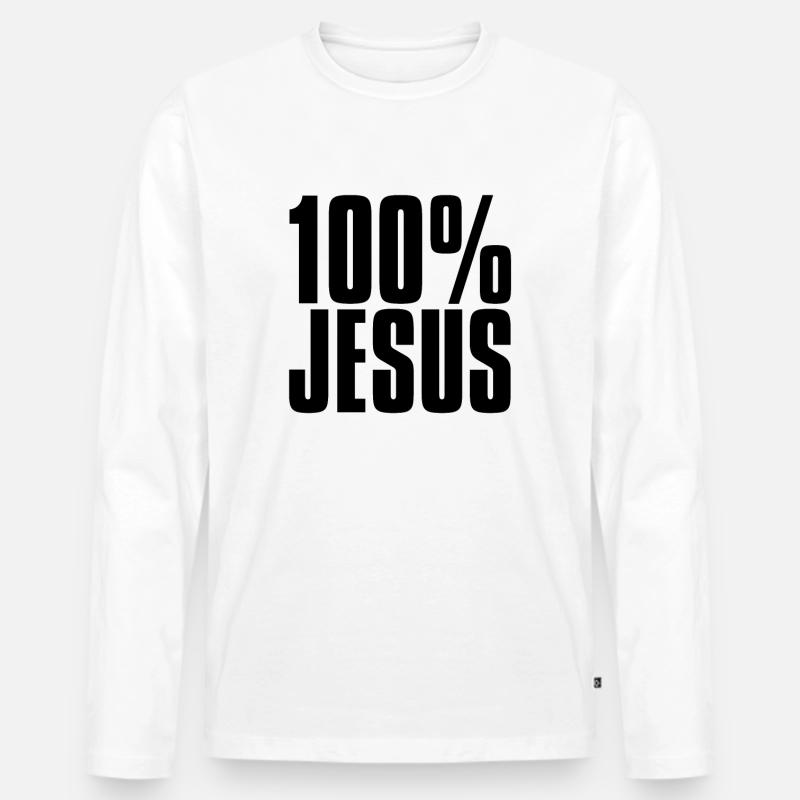 100% JESUS - Männer Premium Bio Langarmshirt - Weiß