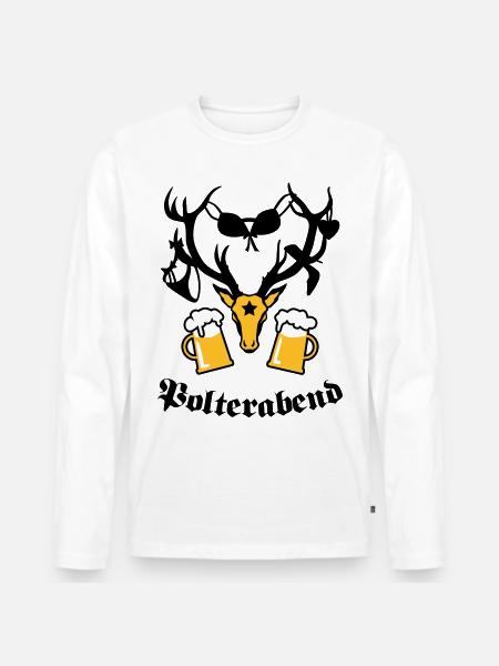 Hirsch Polterabend JGA Bier - Men's Premium Organic Long Sleeve Shirt - white