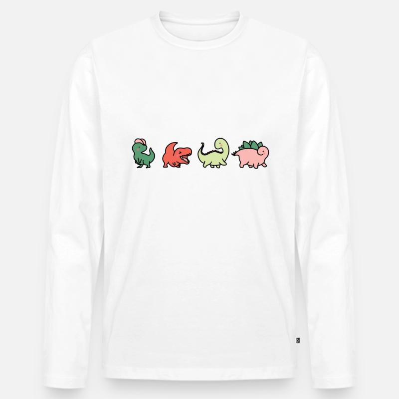 Süsse farbige Dinosaurier - Männer Premium Bio Langarmshirt - Weiß