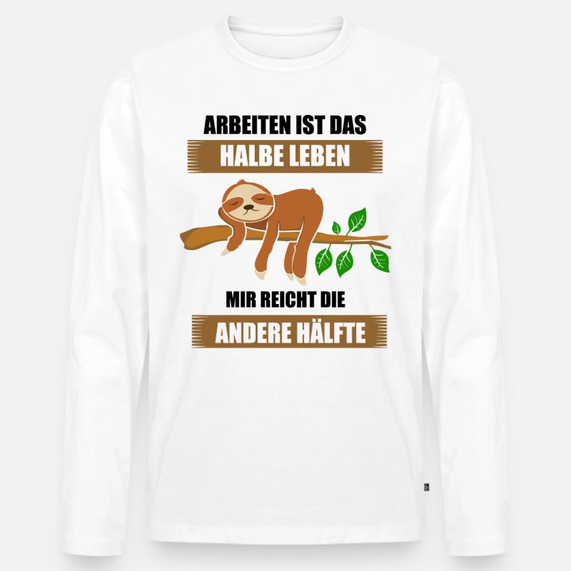 Faultier - Männer Premium Bio Langarmshirt - Weiß
