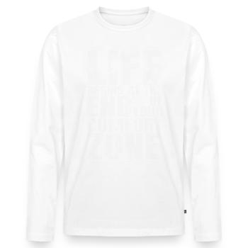 Life Begins at The End of Comfort Zone - Männer Premium Bio Langarmshirt - Weiß - Vorne - Nico (187cm)