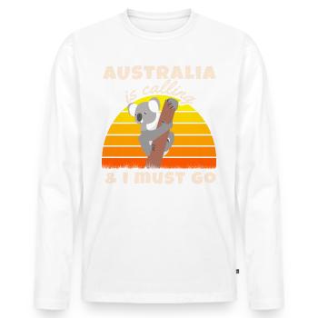 L'Australie appelle Backpacker Farewell Gift - T-shirt manches longues Premium bio Homme - blanc - Devant - Nico (187cm)