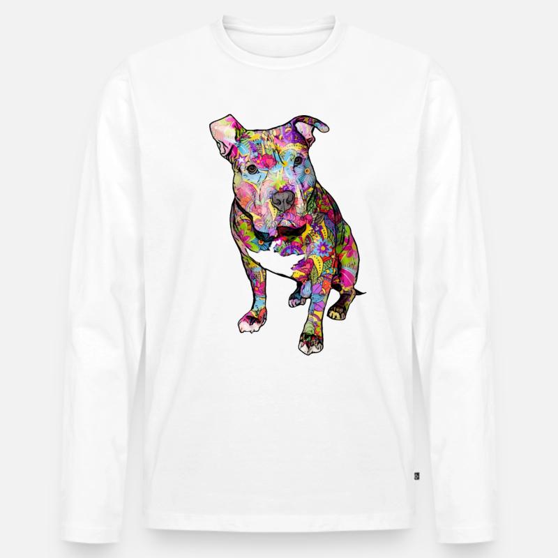 Pitbull Hippie - Männer Premium Bio Langarmshirt - Weiß