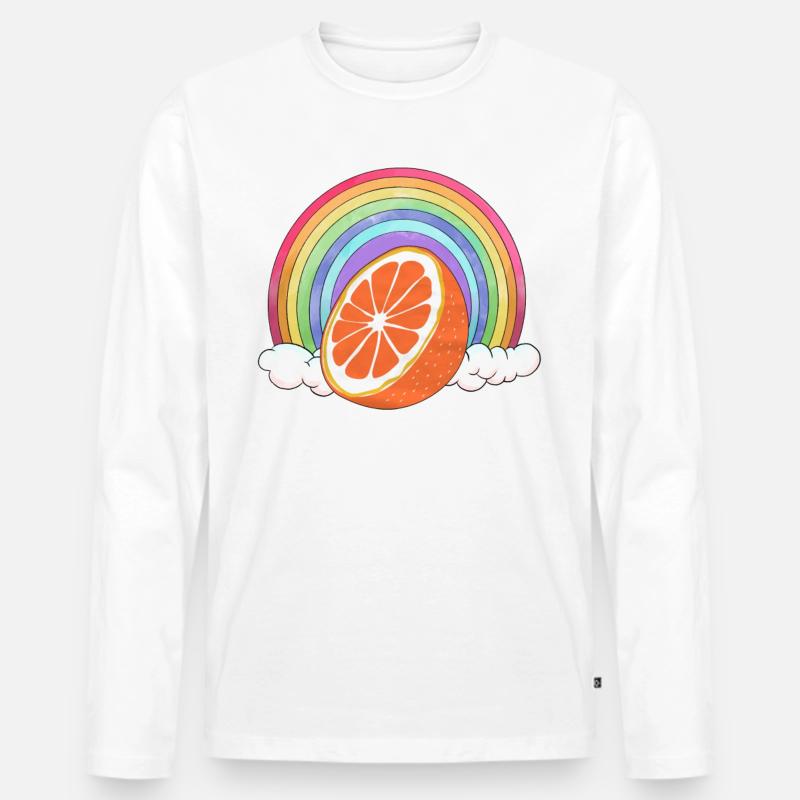 Regenbogenorange - Männer Premium Bio Langarmshirt - Weiß