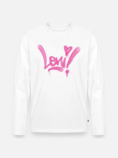 Leni Name Graffiti T Shirt - Männer Premium Bio Langarmshirt - Weiß