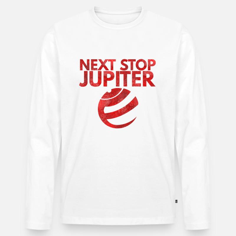 Next stop Jupiter - Männer Premium Bio Langarmshirt - Weiß