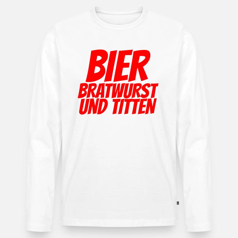 BIER BRATWURST UND TITTEN - Männer Premium Bio Langarmshirt - Weiß