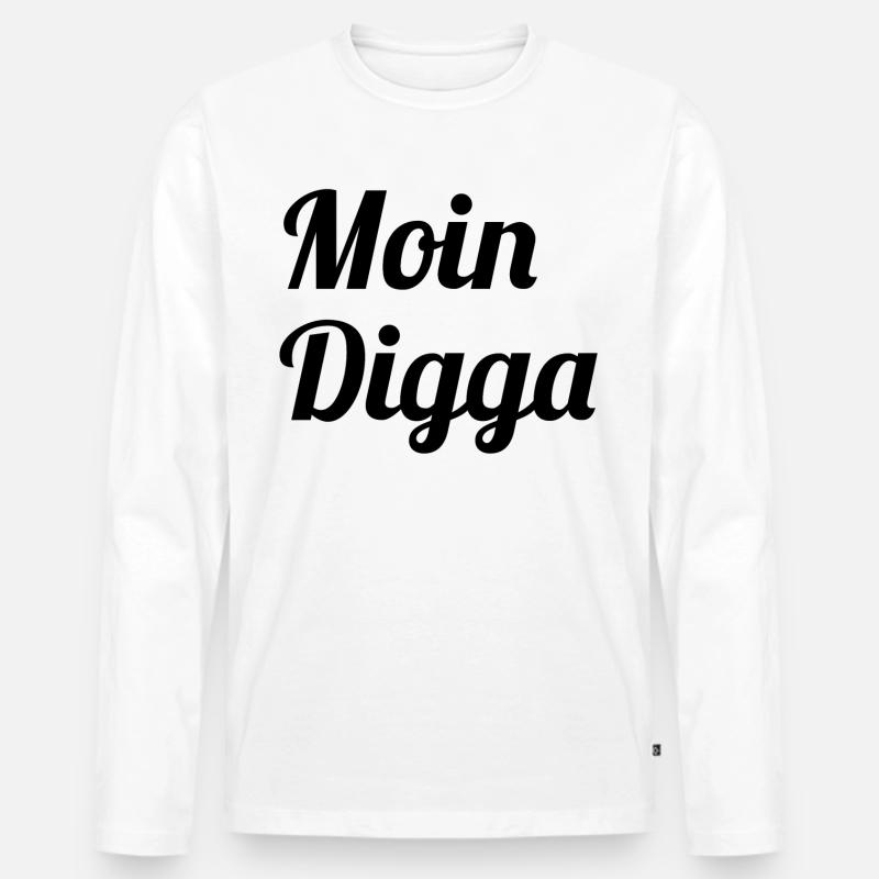 Moin Digga - Männer Premium Bio Langarmshirt - Weiß
