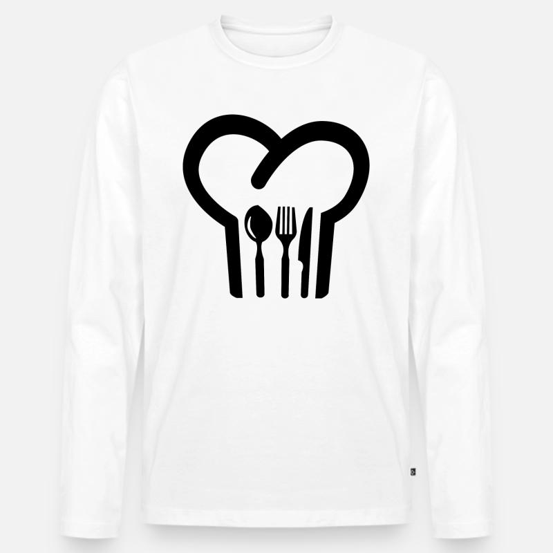Kochmütze - Männer Premium Bio Langarmshirt - Weiß