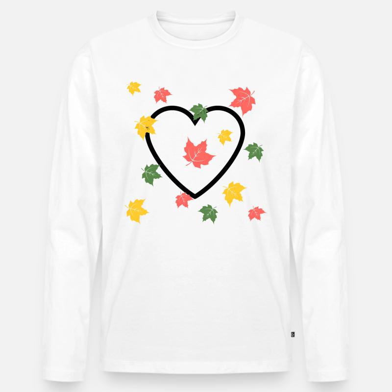 Herbst Liebe - Männer Premium Bio Langarmshirt - Weiß