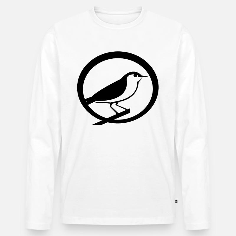 Vogel - Männer Premium Bio Langarmshirt - Weiß