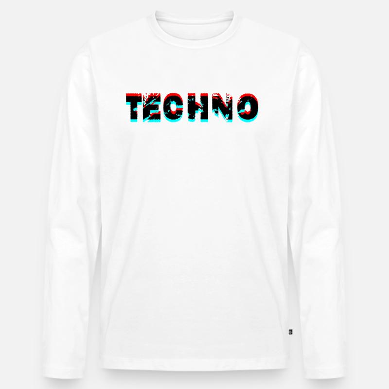 techno music design - Männer Premium Bio Langarmshirt - Weiß