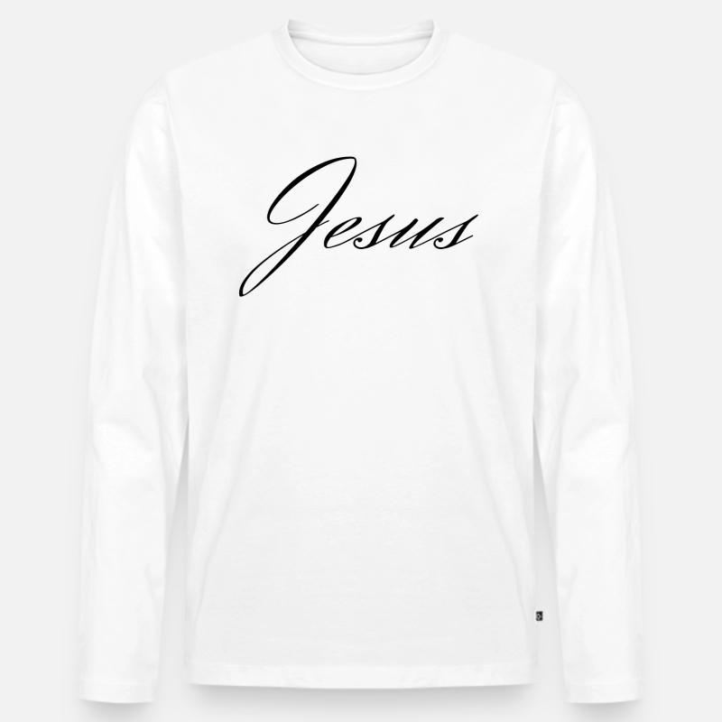 Jesus - Männer Premium Bio Langarmshirt - Weiß