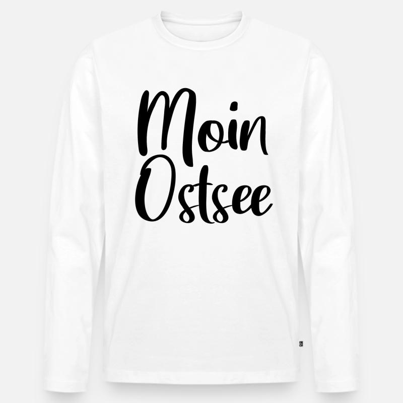 MOIN OSTSEE - Männer Premium Bio Langarmshirt - Weiß