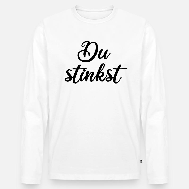 Du stinkst - Männer Premium Bio Langarmshirt - Weiß