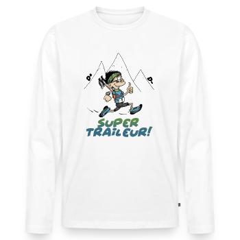 le trail running est un super ultra trail runner - T-shirt manches longues Premium bio Homme - blanc - Devant - Nico (187cm)