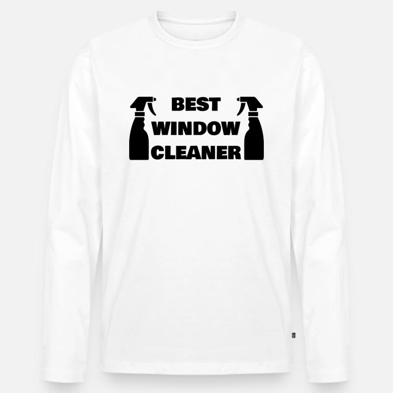 BEST WINDOW CLEANER - Men's Premium Organic Long Sleeve Shirt - white