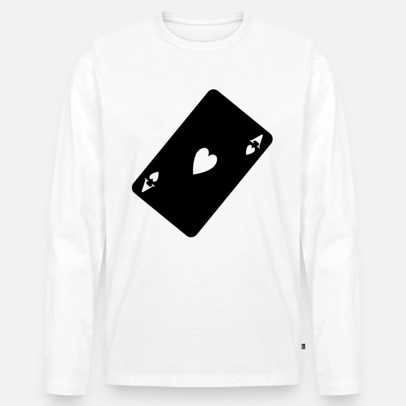 Herz As schwarz - Männer Premium Bio Langarmshirt - Weiß