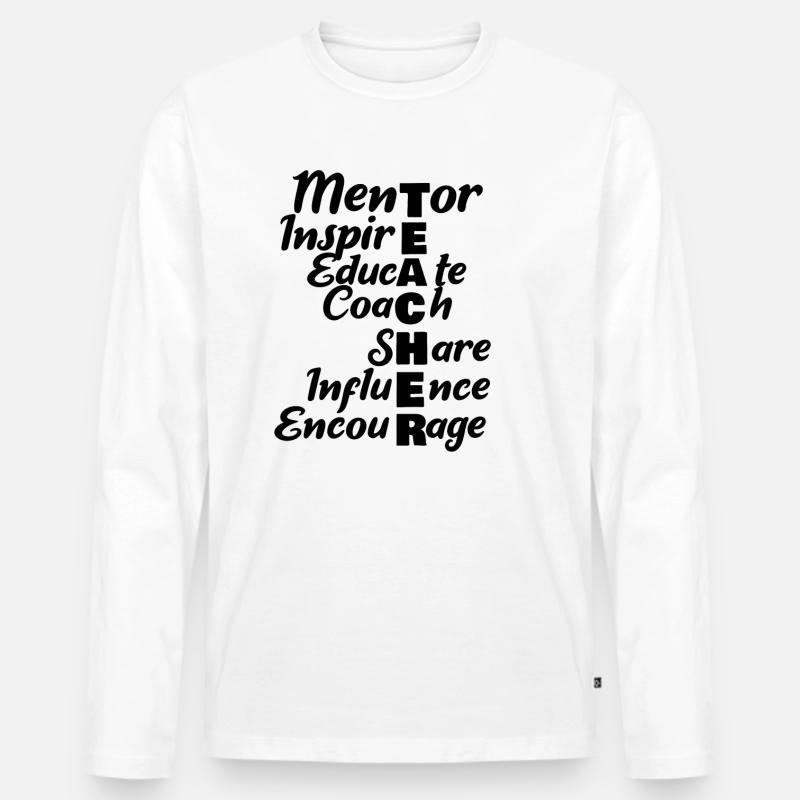 Teacher Mentor - Männer Premium Bio Langarmshirt - Weiß
