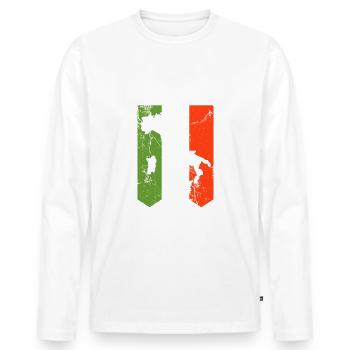 Italien Italy Italia Landesform Stiefel - Männer Premium Bio Langarmshirt - Weiß - Vorne - Nico (187cm)
