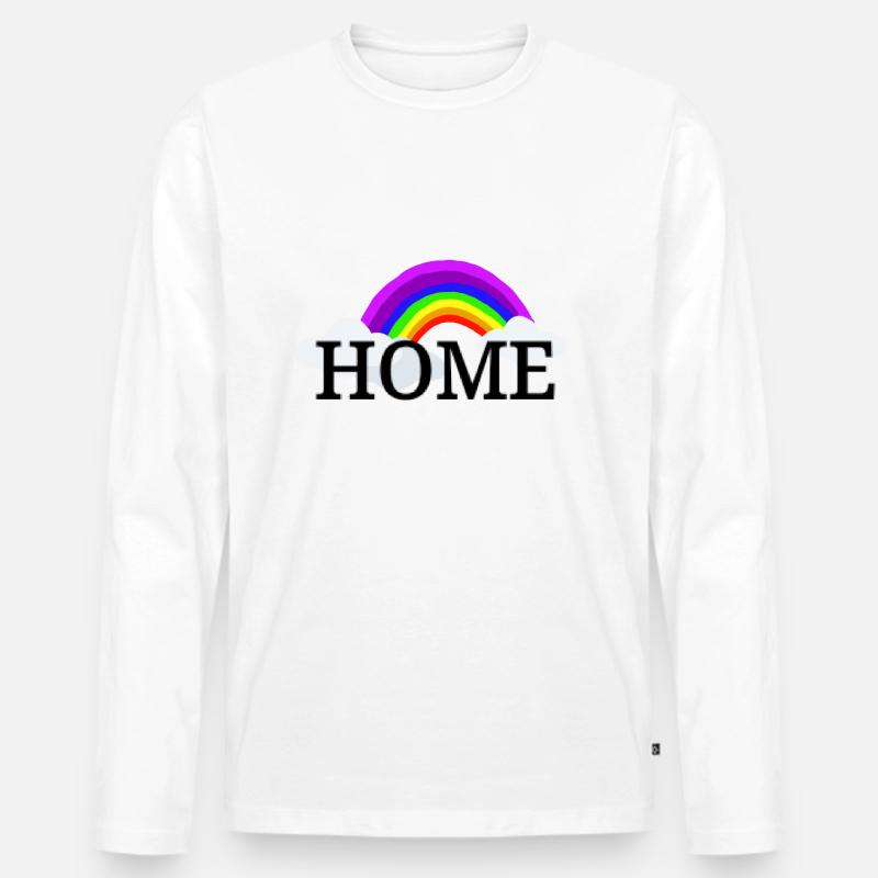 Regenbogen Geschenk Regenbogenshirt Home Zuhause - Männer Premium Bio Langarmshirt - Weiß