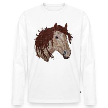 Horse, horse head, horses - Men's Premium Organic Long Sleeve Shirt - white - Front - Nico (187cm)