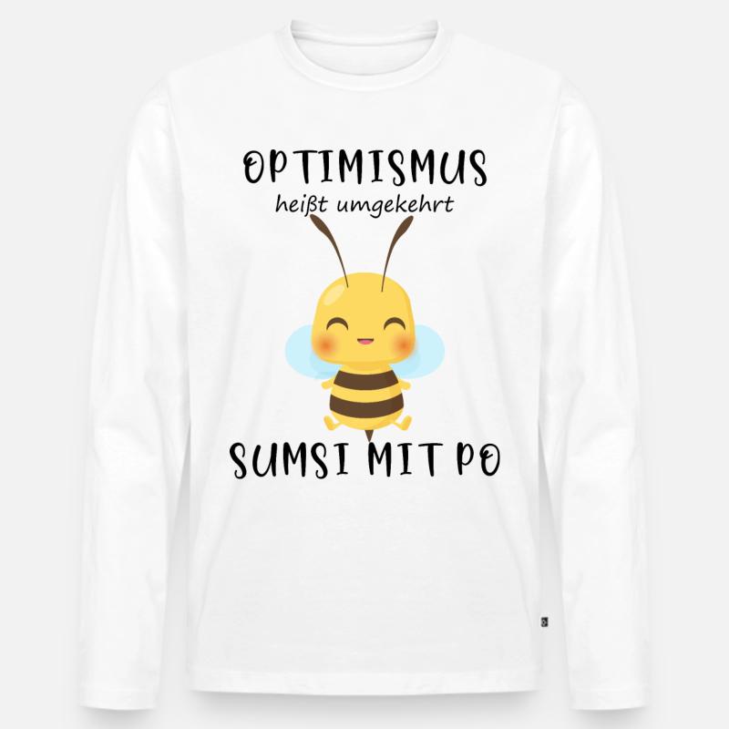 Biene Optimismus Sumsi mit Po - Männer Premium Bio Langarmshirt - Weiß