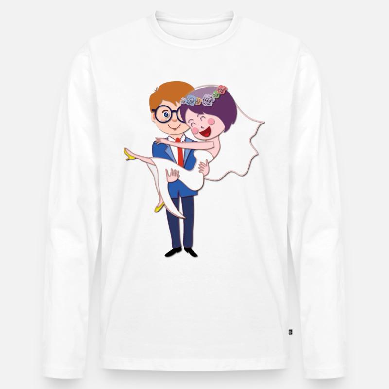 Hochzeit Ehepaar Heirat - Männer Premium Bio Langarmshirt - Weiß