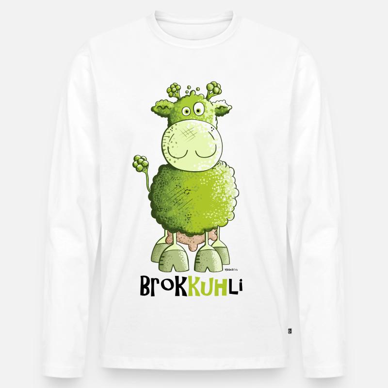 Brokkuhli - Männer Premium Bio Langarmshirt - Weiß