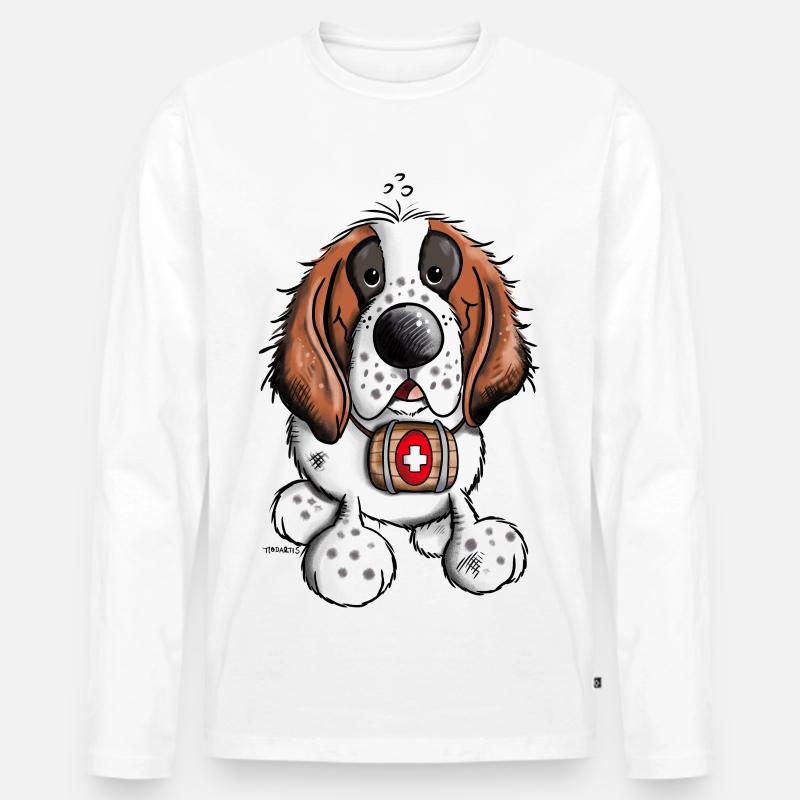 Süßer Bernhardiner - Männer Premium Bio Langarmshirt - Weiß