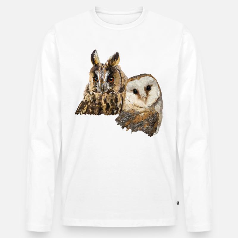 Eule und Eule - Männer Premium Bio Langarmshirt - Weiß