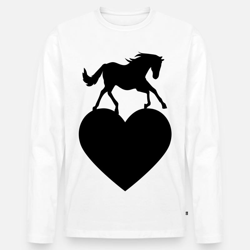 Pferd mit Herz - Männer Premium Bio Langarmshirt - Weiß