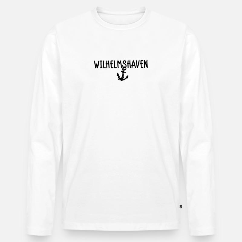 Wilhelmshaven - Männer Premium Bio Langarmshirt - Weiß