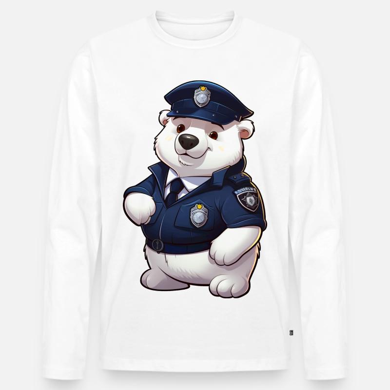 Polizei Eisbärin - Männer Premium Bio Langarmshirt - Weiß