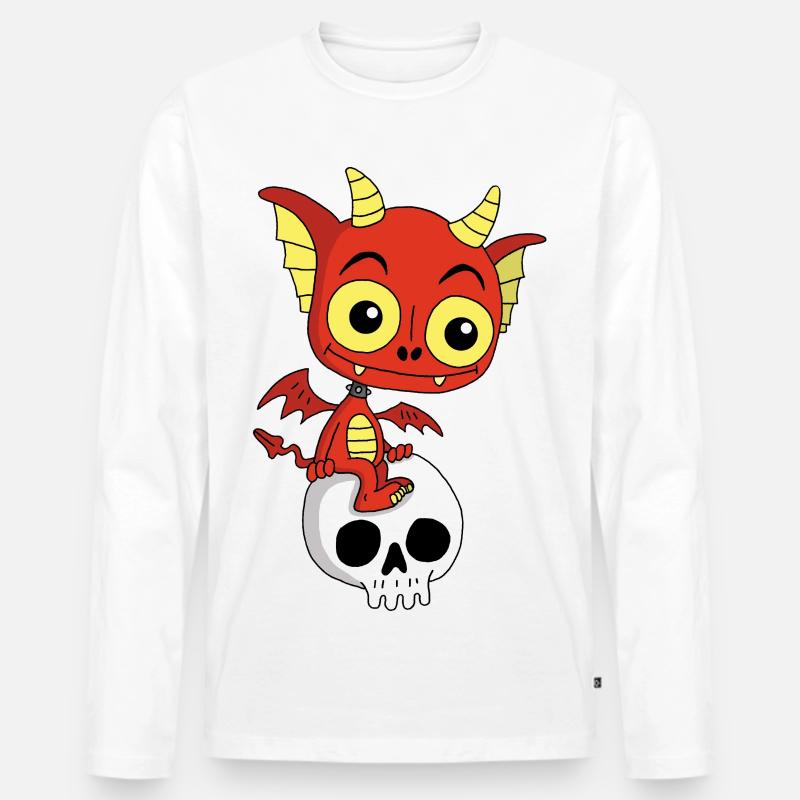 Kleiner Dämon ruht sich aus - Männer Premium Bio Langarmshirt - Weiß
