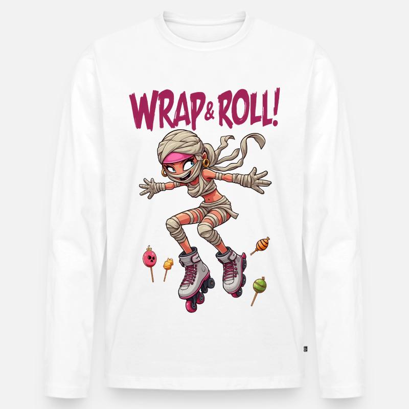 Cutie Roller Derby Mummia - Halloween - Maglia a manica lunga ecologica premium da uomo - bianco
