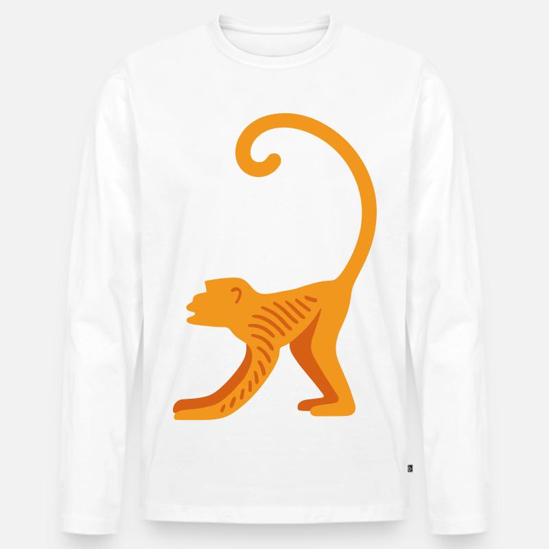 Orangutan Linienlogo - Männer Premium Bio Langarmshirt - Weiß