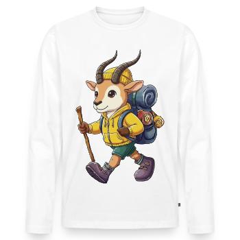 Charmante antilope randonnée camping Aventure Backpacker - T-shirt manches longues Premium bio Homme - blanc - Devant - Nico (187cm)