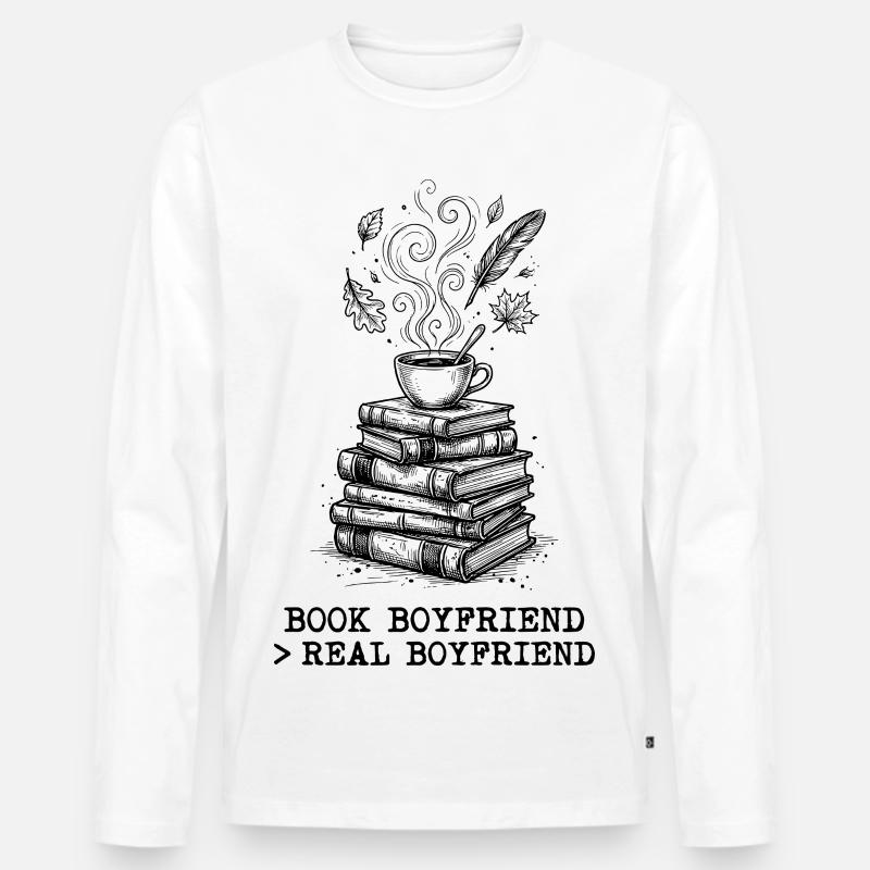 "Buchheld > Echter Freund" ! - Männer Premium Bio Langarmshirt - Weiß