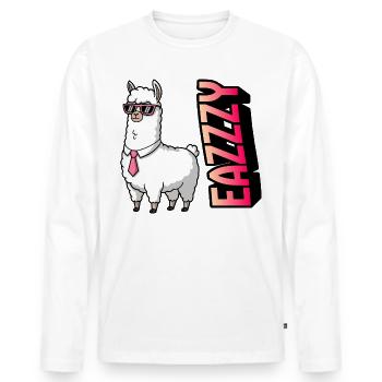 Lama im Anzug mit Pink-Sonnenbrille - Männer Premium Bio Langarmshirt - Weiß - Vorne - Nico (187cm)