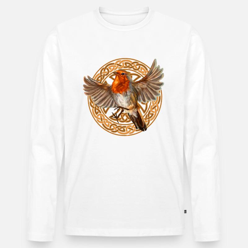 Robin Vogel - Männer Premium Bio Langarmshirt - Weiß