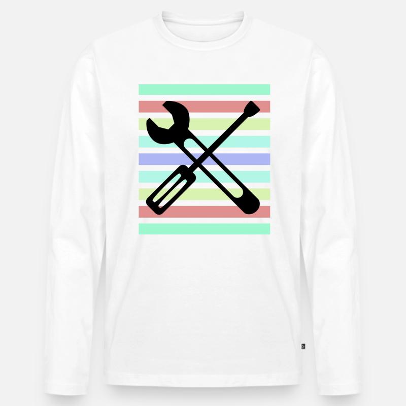 Werkzeug Design Sunset - Männer Premium Bio Langarmshirt - Weiß