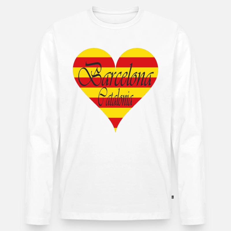 Barcelona Design - Männer Premium Bio Langarmshirt - Weiß