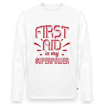 Les premiers secours sont mon super-ambulancier - T-shirt manches longues Premium bio Homme - blanc - Devant - Nico (187cm)
