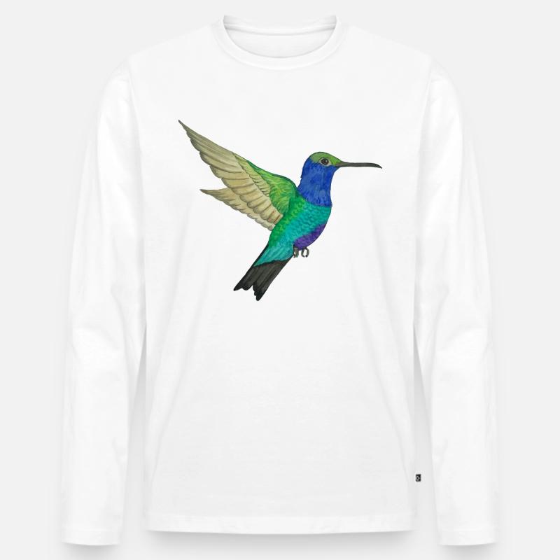 Kolibri Paradiesvogel - Männer Premium Bio Langarmshirt - Weiß