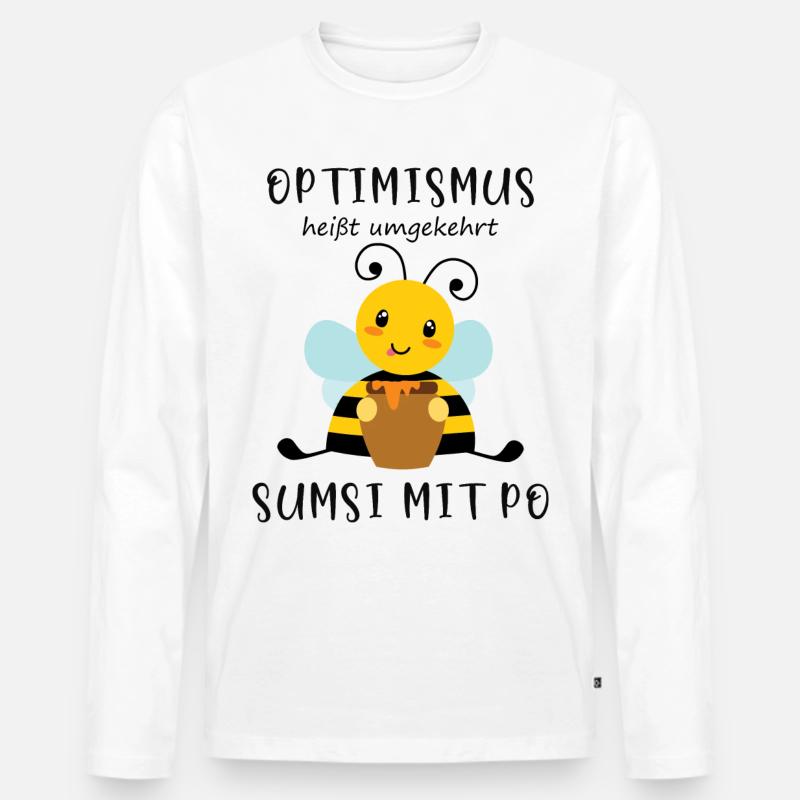 Biene Optimismus Sumsi mit Po - Männer Premium Bio Langarmshirt - Weiß