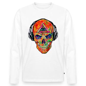 Refroidir DJ Music Skull Seeing Eye de Dieu - T-shirt manches longues Premium bio Homme - blanc - Devant - Nico (187cm)