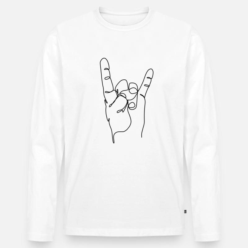 Das Zeichen der Hörner - Männer Premium Bio Langarmshirt - Weiß