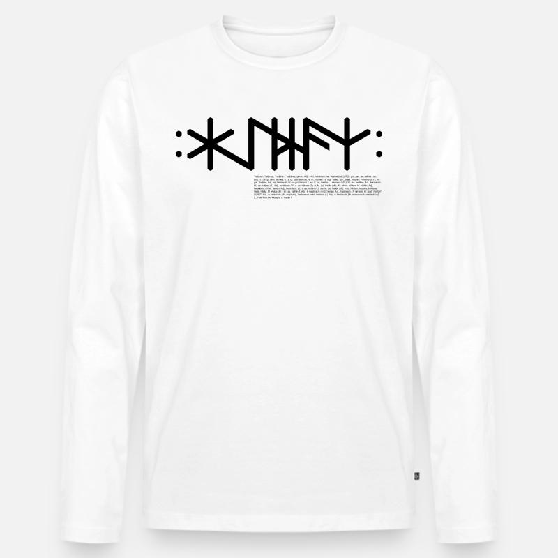 Haithnaz "Heathe(n)/heidnisch" Text + Info, QRF0© - Männer Premium Bio Langarmshirt - Weiß
